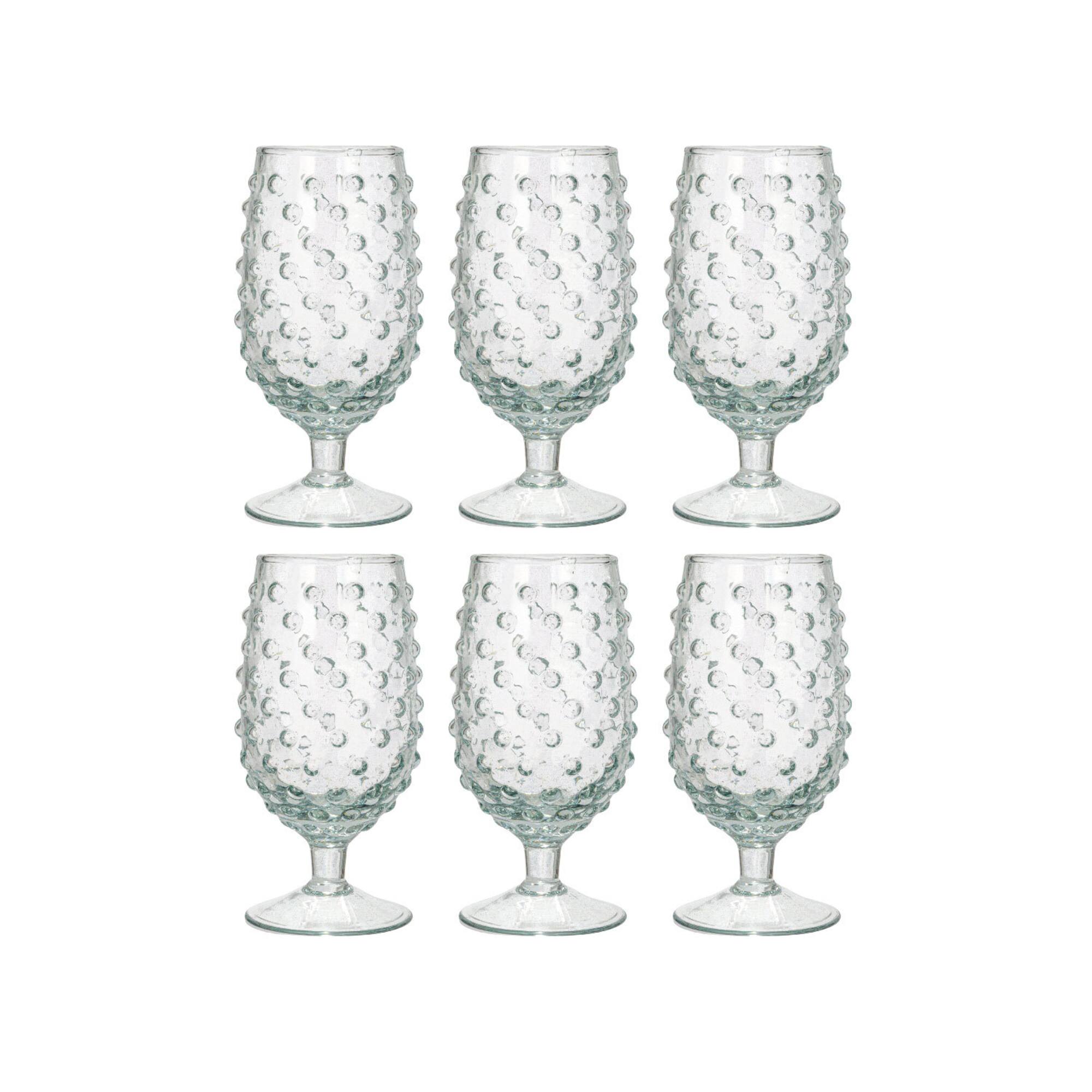 Hello Honey® 12oz. Clear Glass Hobnail Stemmed Drinking Glass Set, 6ct.